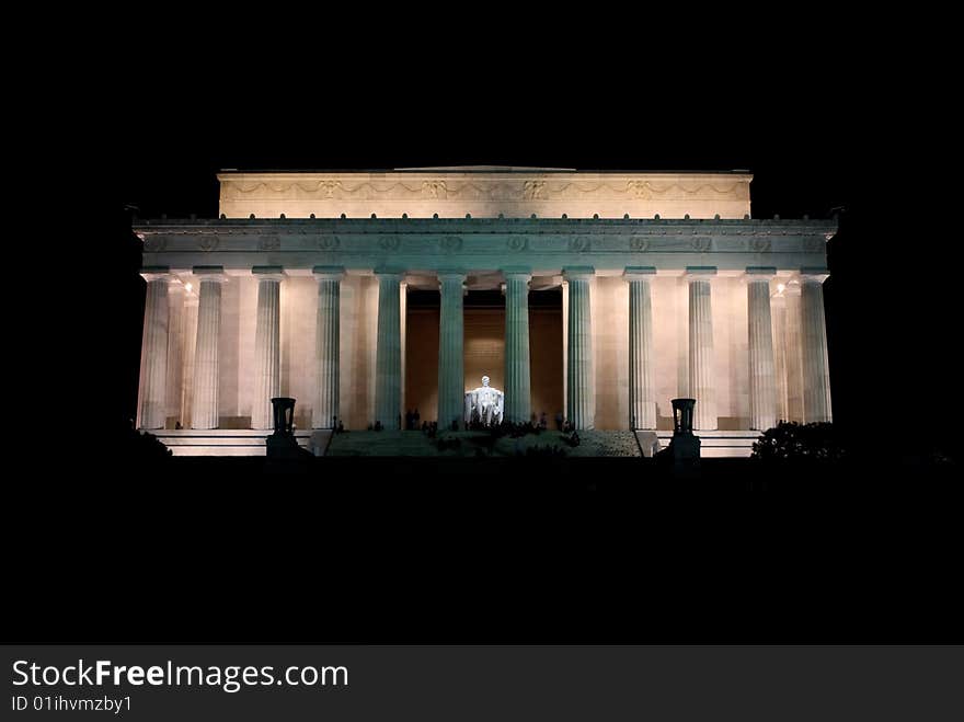 The Lincoln Memorial at night in Washington DC. Long exposure, time lapse. The Lincoln Memorial at night in Washington DC. Long exposure, time lapse.