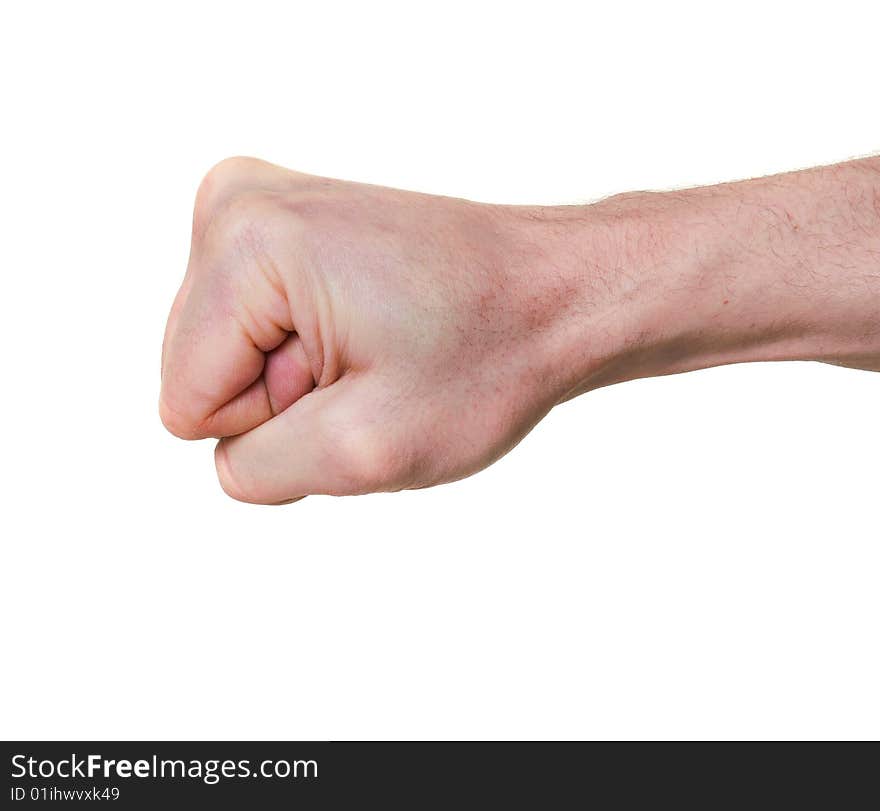 Clenched human fist isolated over white background. Clenched human fist isolated over white background