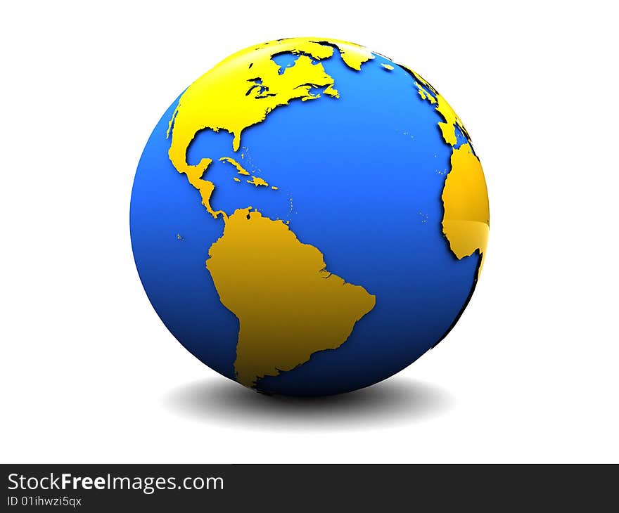 3d illustration of earth globe over white background