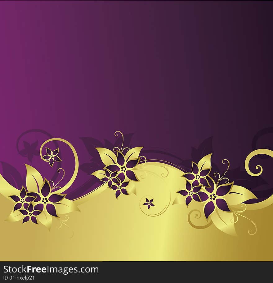 Golden floral background with space for text