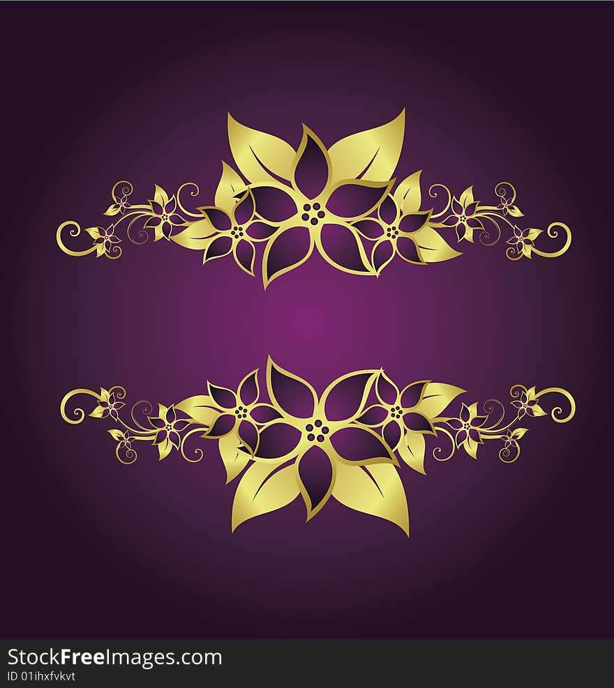 Golden floral frame with space for text