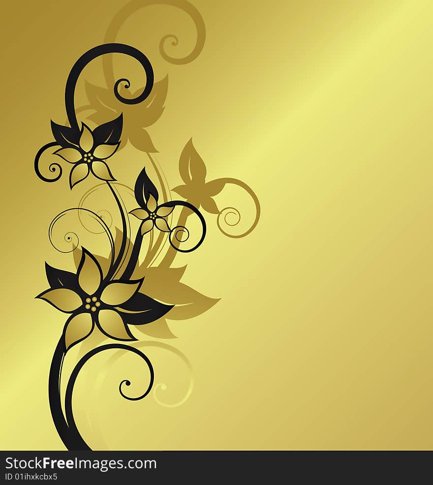 Golden floral background with space for text