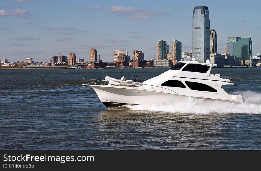 Fancy Yacht cruising near Manhattan. Fancy Yacht cruising near Manhattan