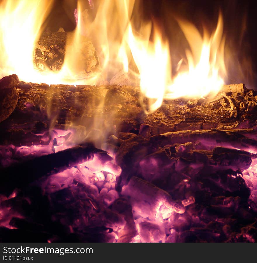 Fireplace with wood and coal burning. Fireplace with wood and coal burning