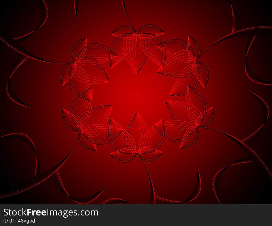 Background image with lines design and flowers illustration