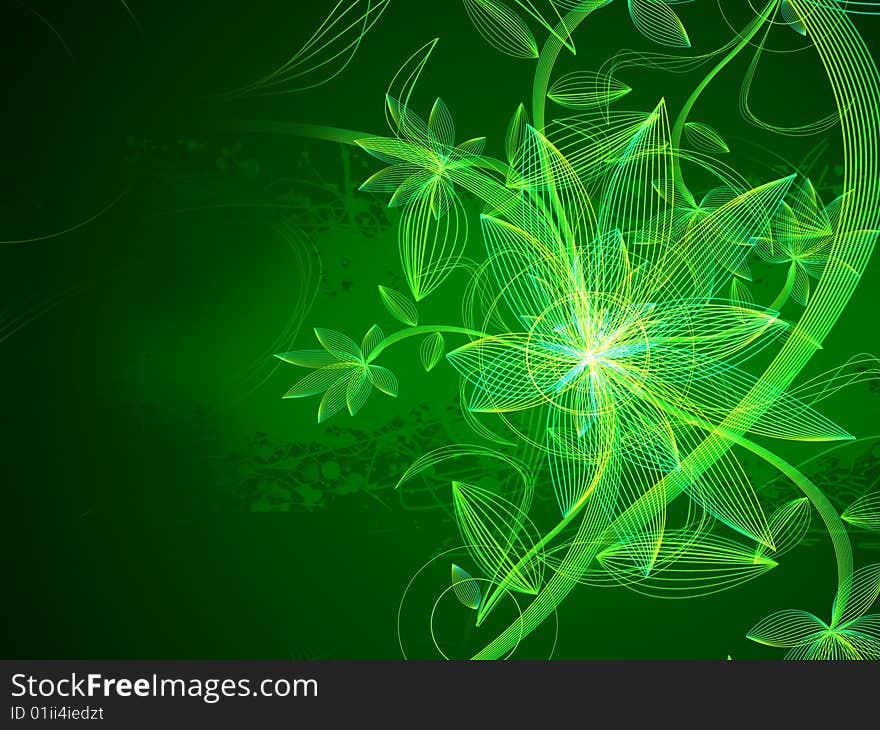 Background image with lines design and flowers illustration