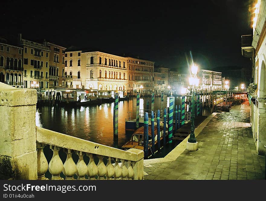 Awesome night sight from the venetian Rialto Bridge. Awesome night sight from the venetian Rialto Bridge