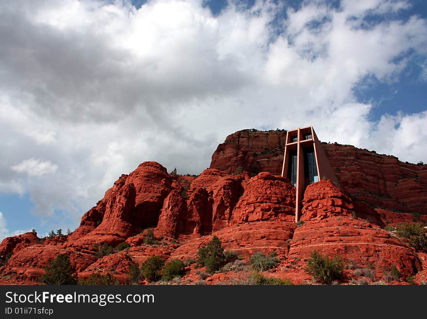 A Catholic shurch, built into a mountain, in Sedona Arizona. A Catholic shurch, built into a mountain, in Sedona Arizona