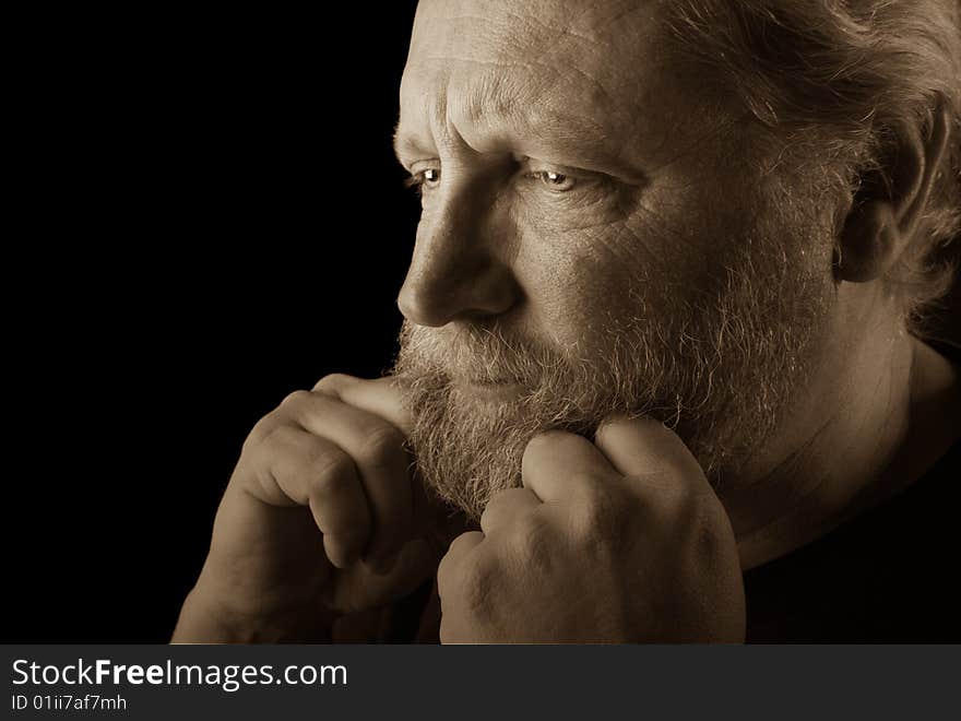 Nice emotional portrait of bearded man contemplating his life. Nice emotional portrait of bearded man contemplating his life