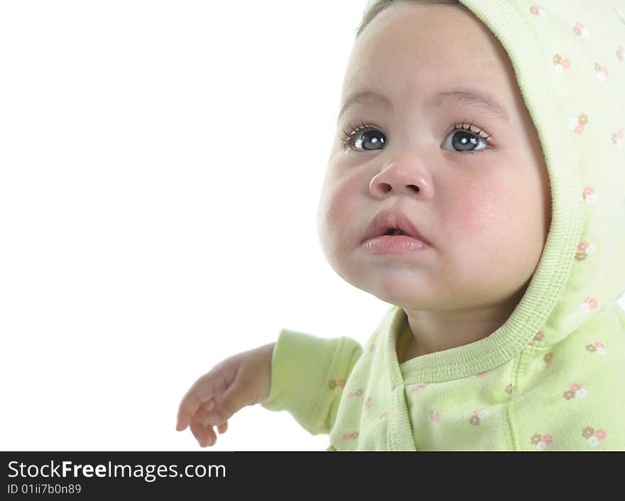 Very cute Image of a little girl On white