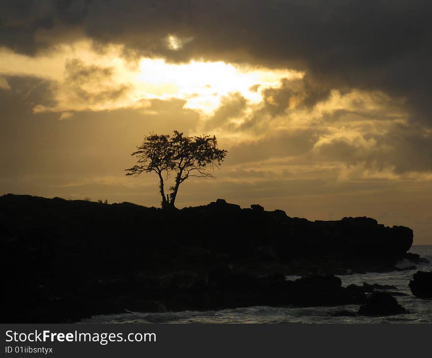 Couldy sunset in North Shore Hawaii.