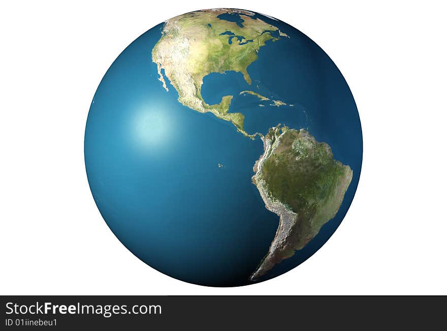 World globe close-up isolated over a white background. 3D rendered picture. World globe close-up isolated over a white background. 3D rendered picture