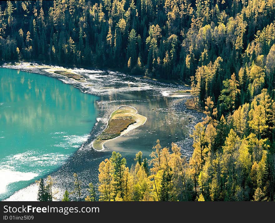 China/Xinjiang: footprint of moon bay in kanas