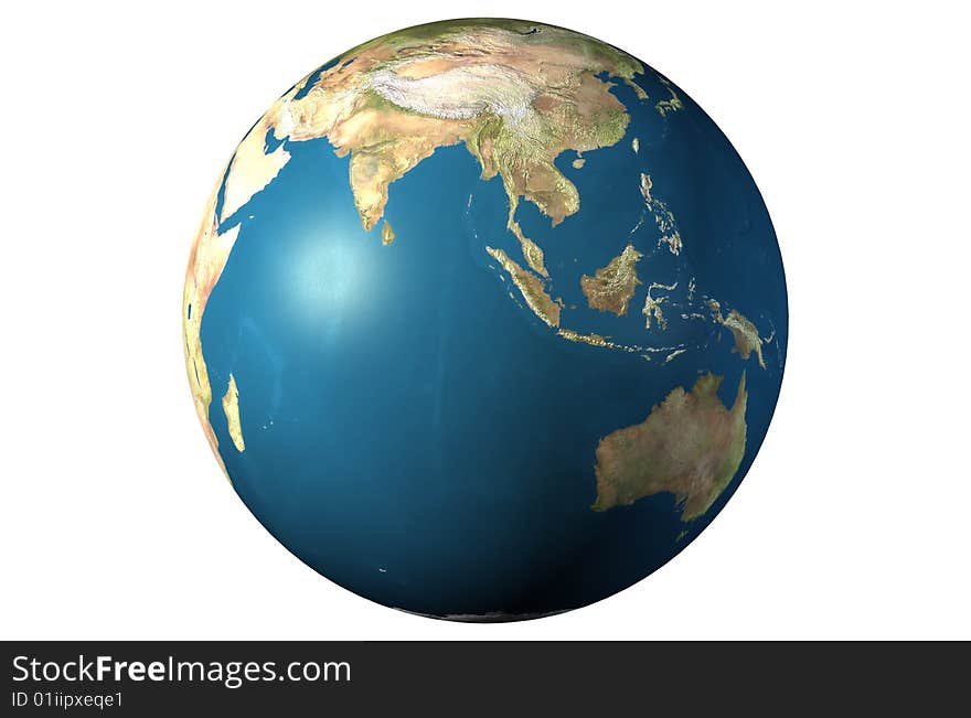 World globe close-up isolated over a white background. 3D rendered picture. World globe close-up isolated over a white background. 3D rendered picture