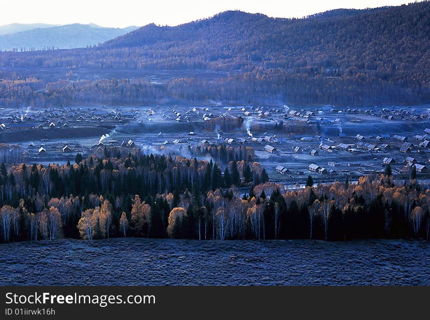 China/Xinjiang: Morning Mist In Hemu Village