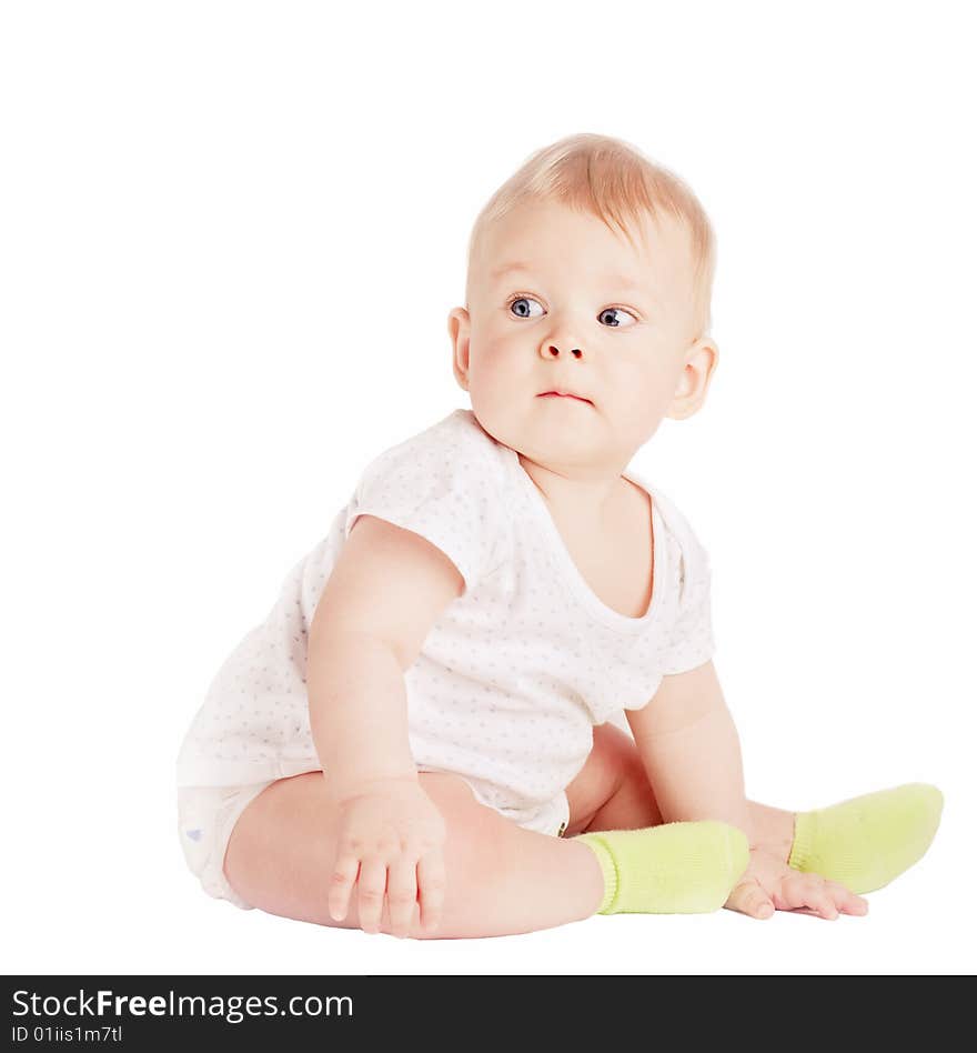 Small boy on white background