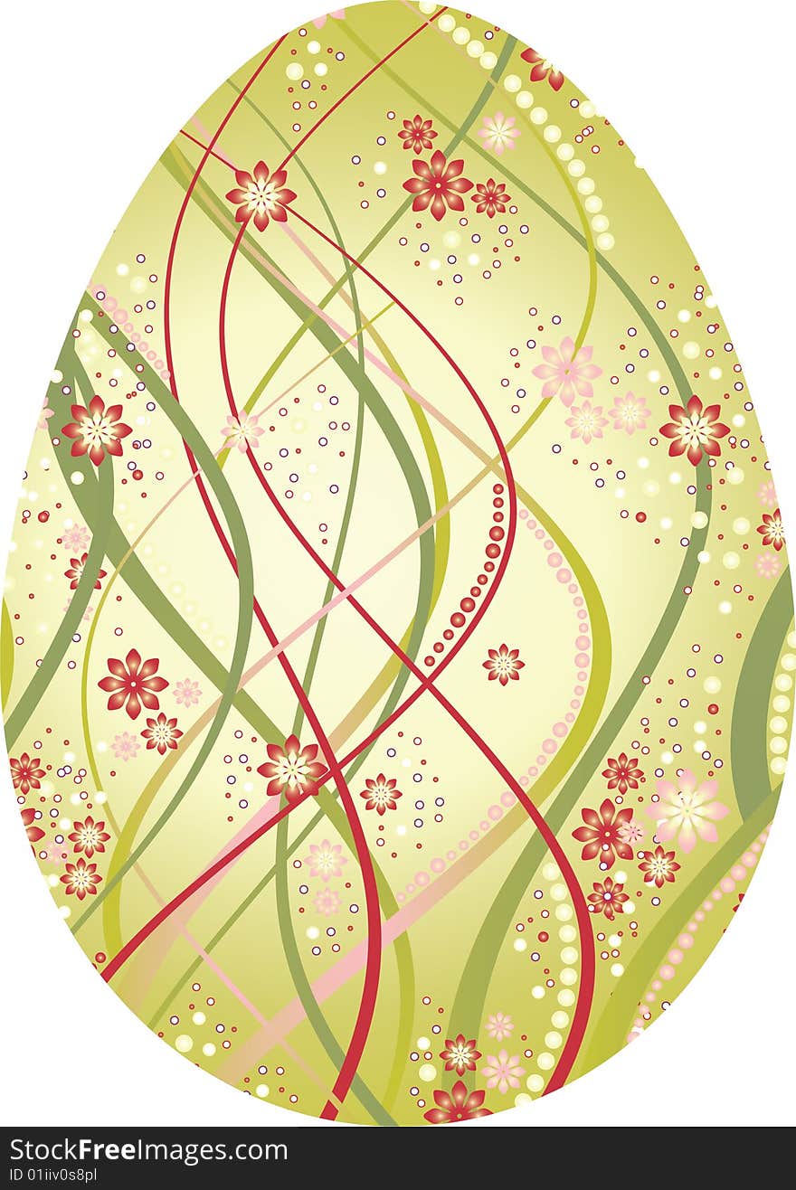 The vector illustration contains the image of egg with flower