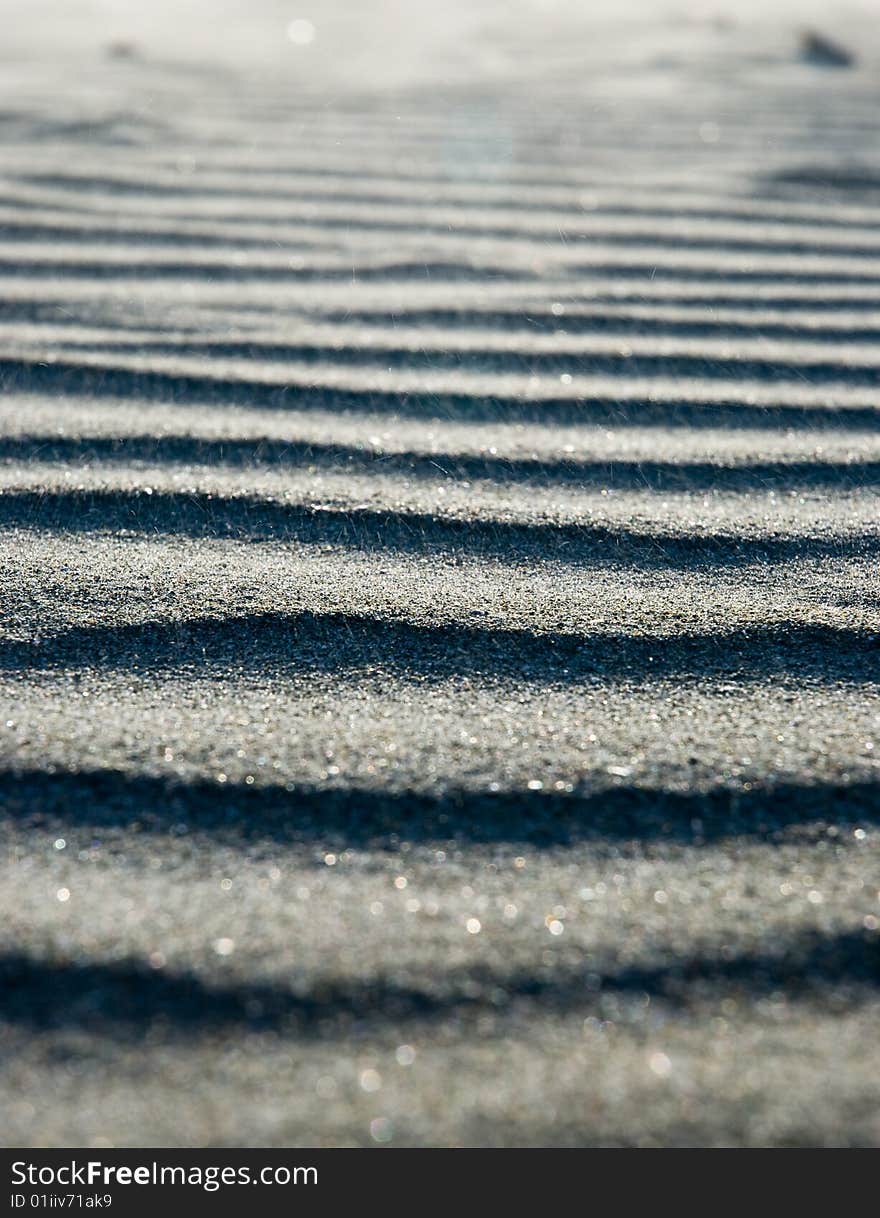 Close up on ripples in the sand.