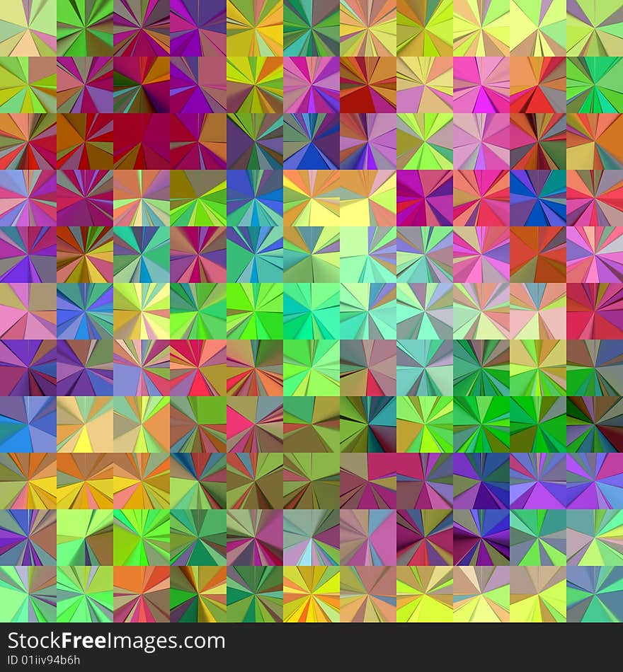 Texture of many different bright spiral square tiles. Texture of many different bright spiral square tiles