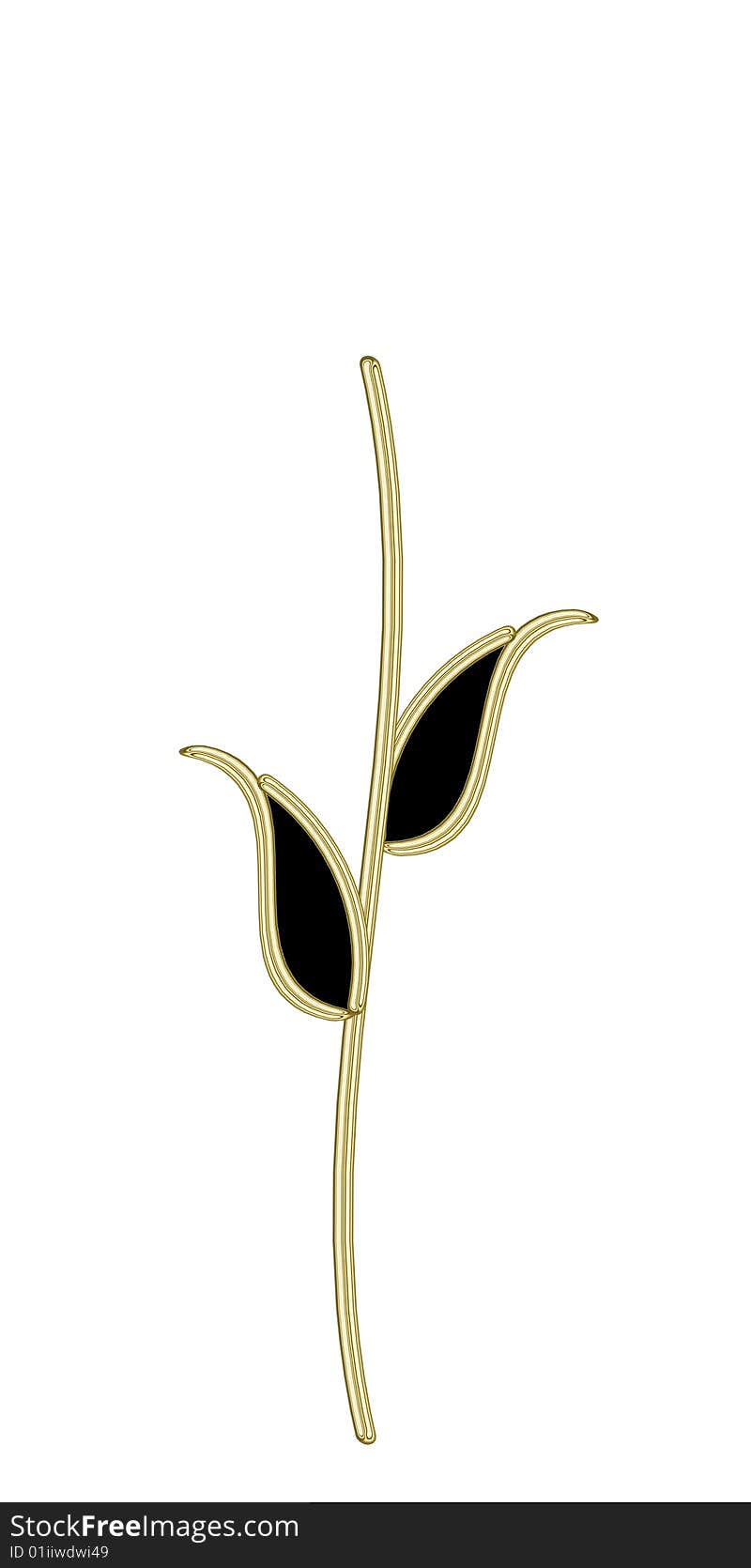 Flower from gold on a white background, as a template