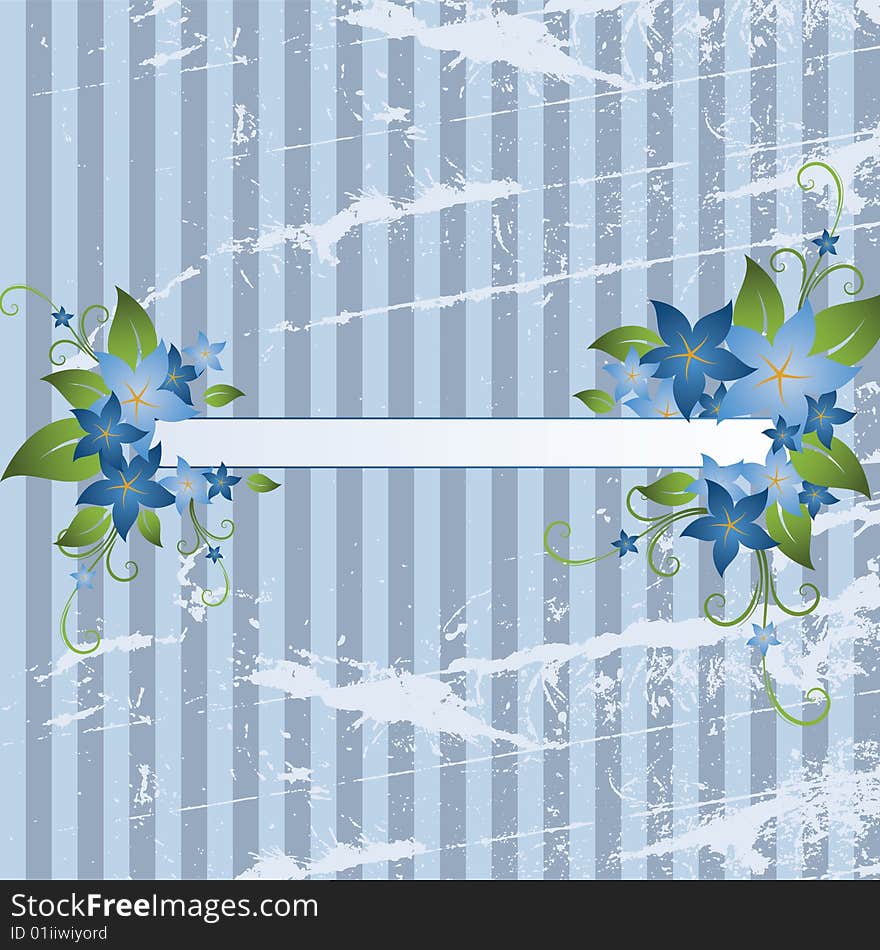 Floral frame on striped background