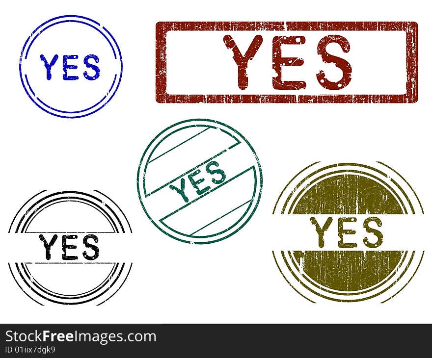 5 Grunge effect Office Stamp with the word YES in a grunge splattered text. (Letters have been uniquely designed and created by hand). 5 Grunge effect Office Stamp with the word YES in a grunge splattered text. (Letters have been uniquely designed and created by hand)