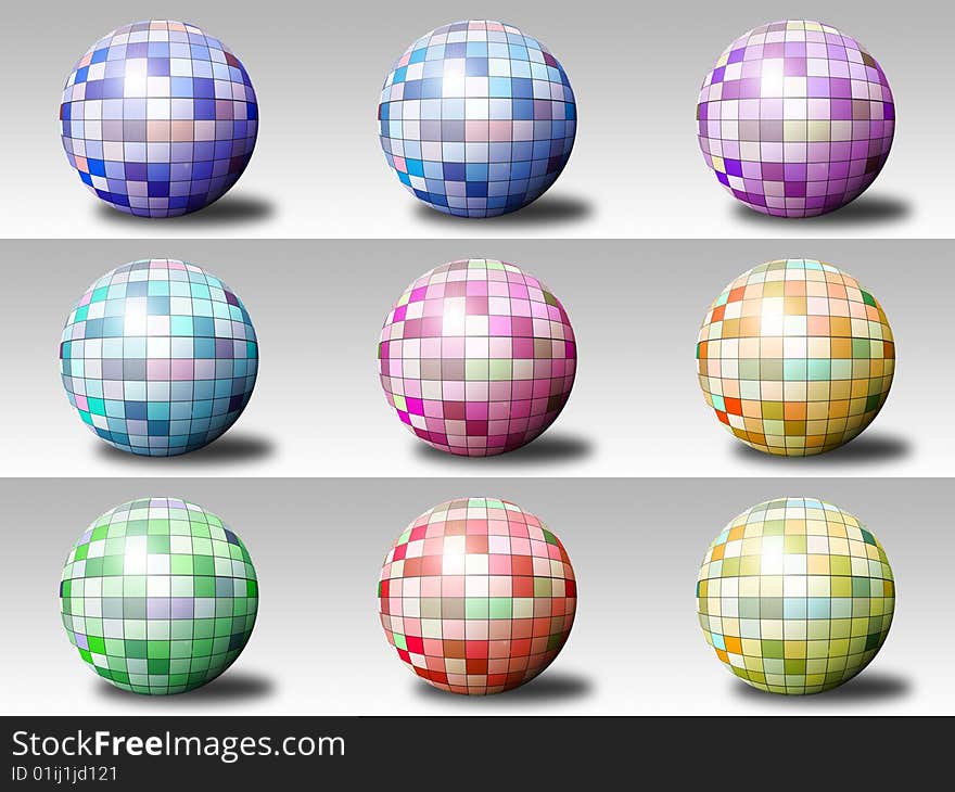 Varicoloured balls