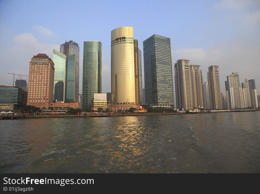 The modern building of the lujiazui financial centre in shanghai china.