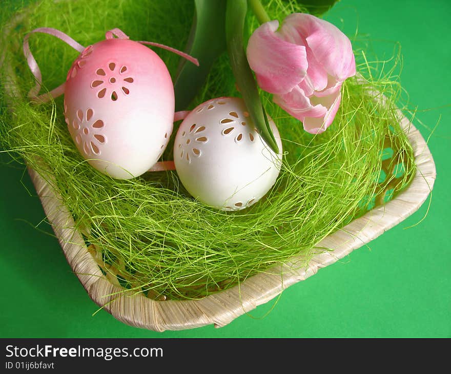 Easter still life,tulip and egg