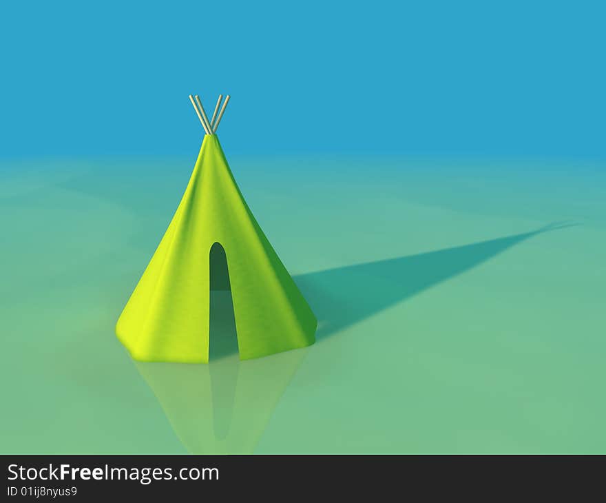 Illustration of a tent on beach