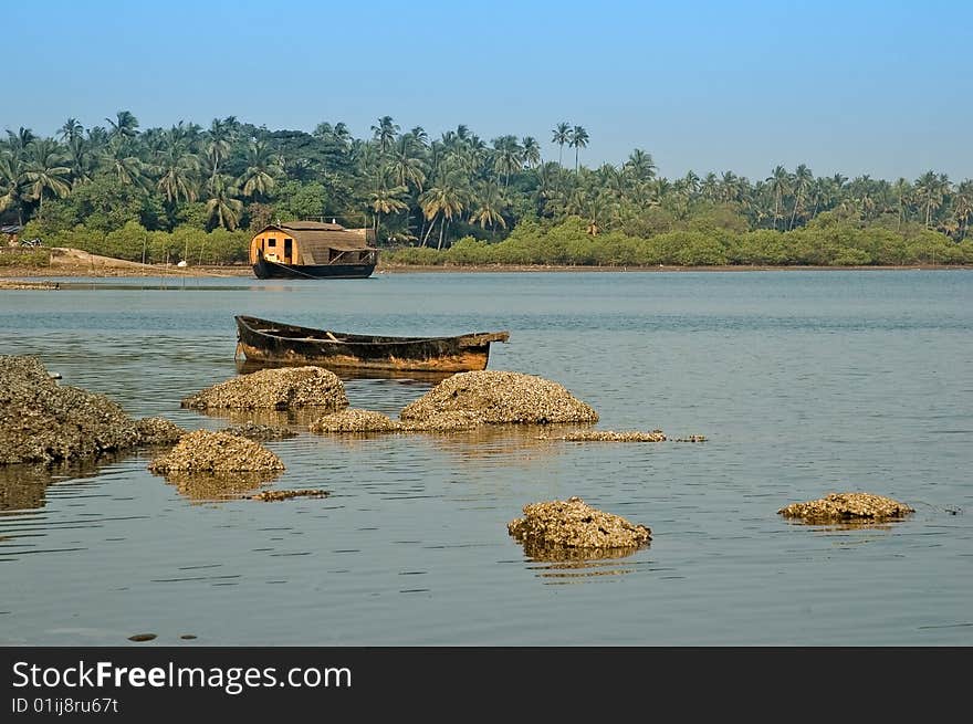 Wiew in Chapora river. Goa. India.