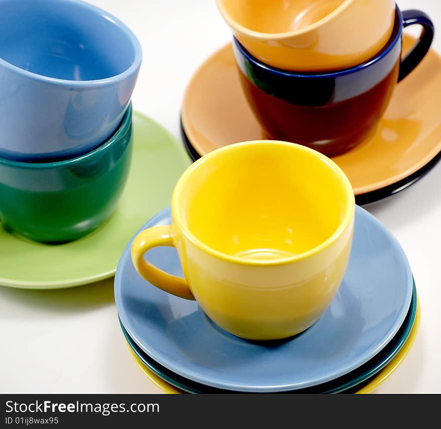 Color Cups And Saucers