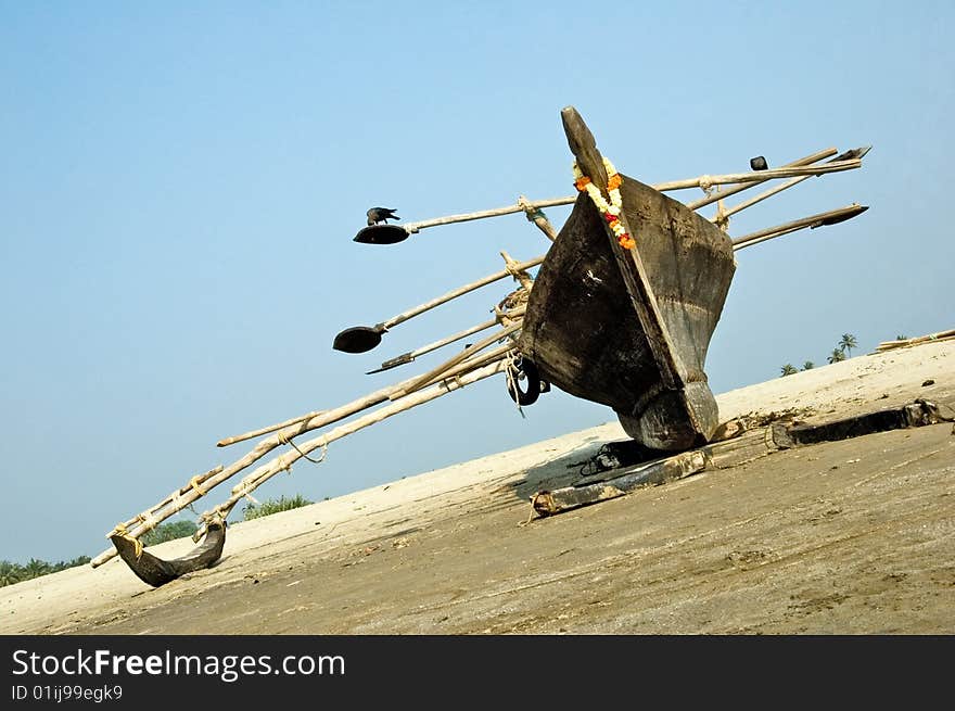 Typical indian fishing boat in India