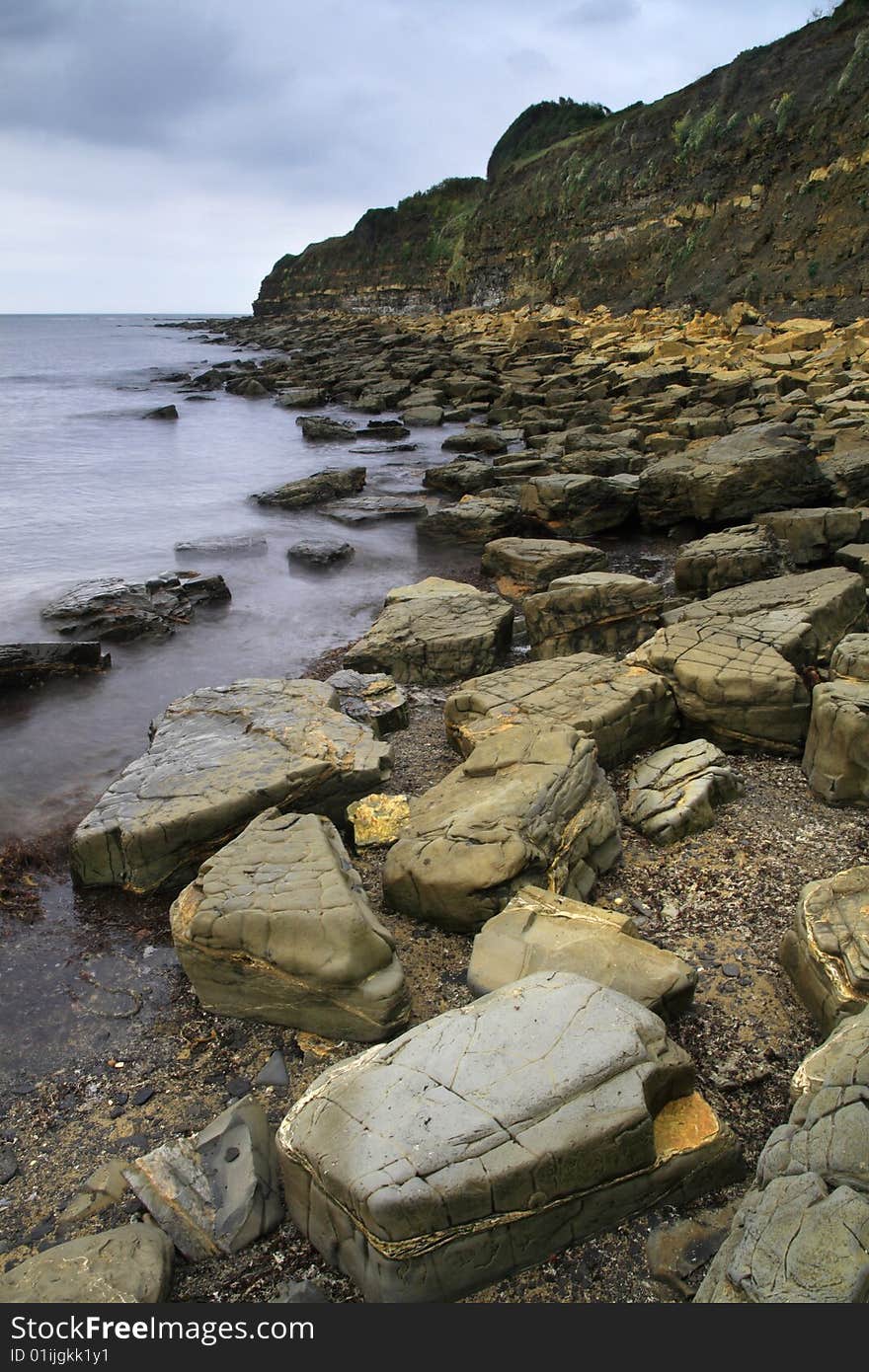 Rocks and strata at Kimmeridge Bay. Rocks and strata at Kimmeridge Bay