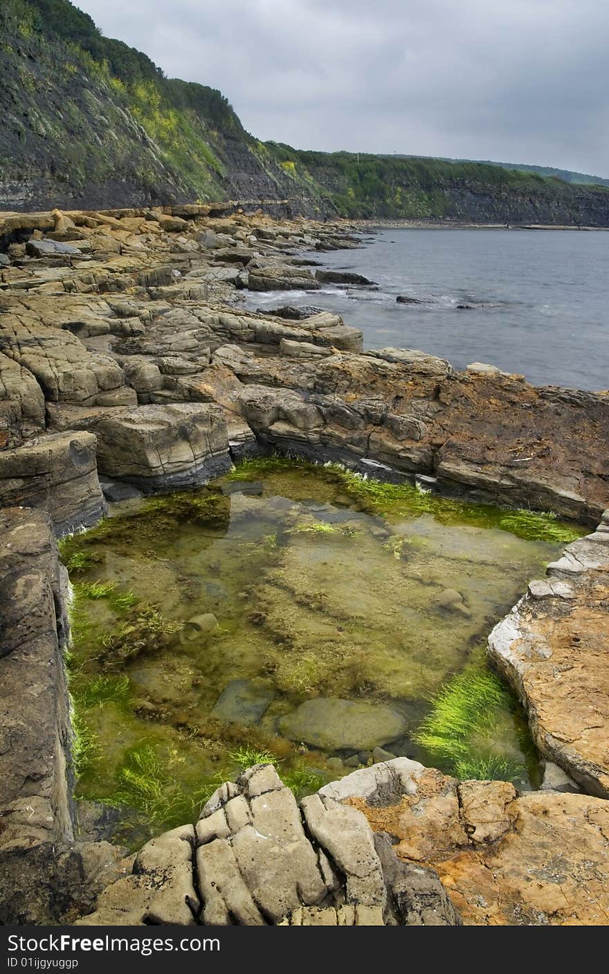 An star-shaped puddle at Kimmeridge Bay. An star-shaped puddle at Kimmeridge Bay