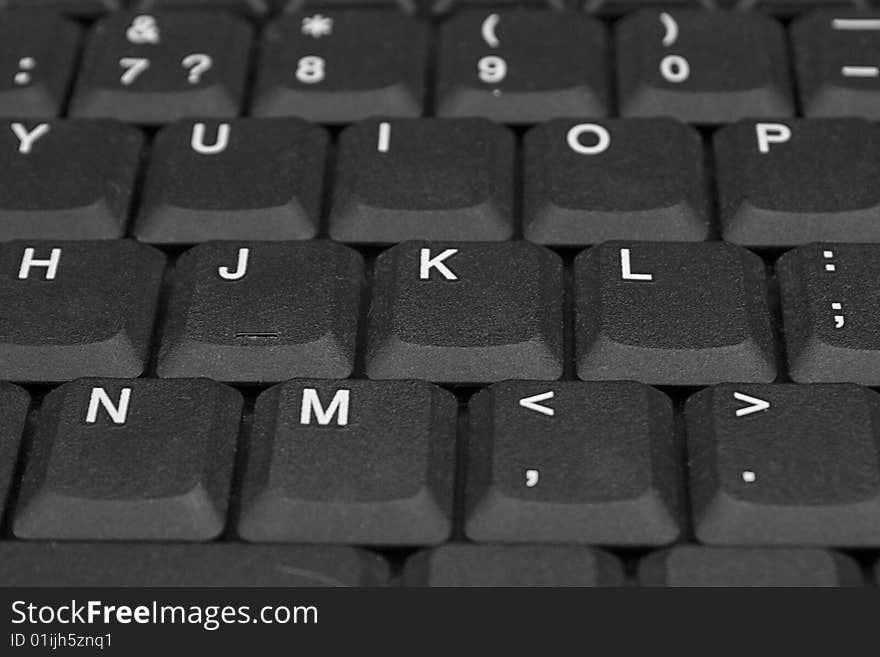 Black keys of the computer keyboard, photo close up