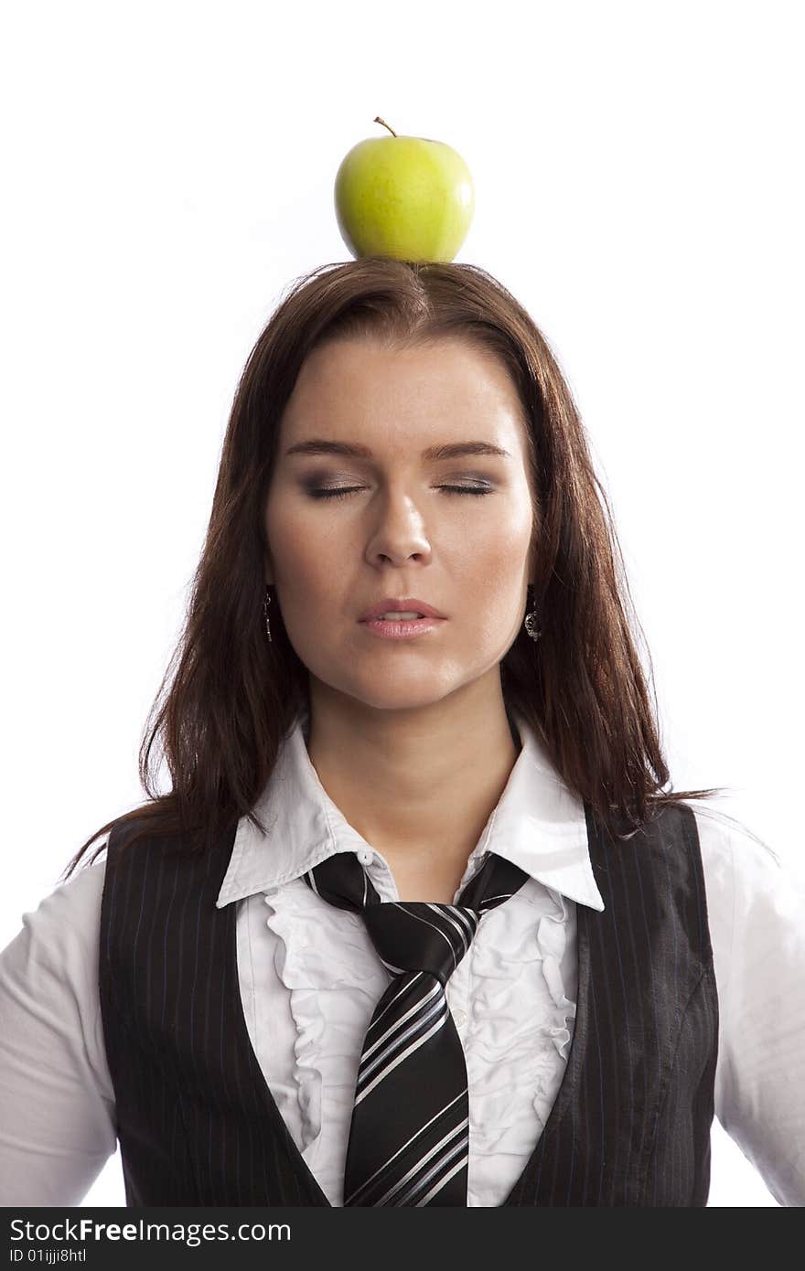 Isolated young business woman over white background