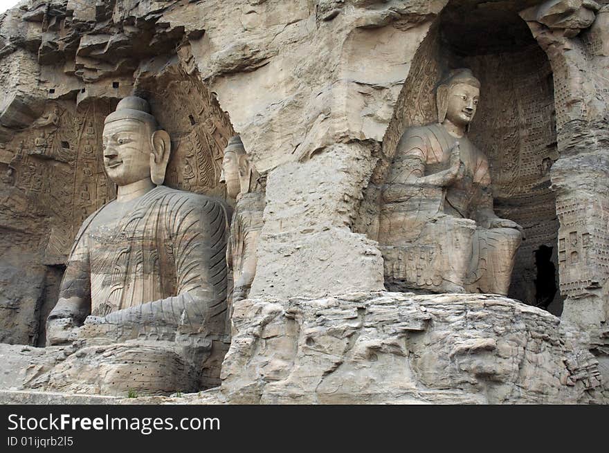 The biggest stone carving in Yungang Grottoes, Datong, Shanxi province,  China. The biggest stone carving in Yungang Grottoes, Datong, Shanxi province,  China.