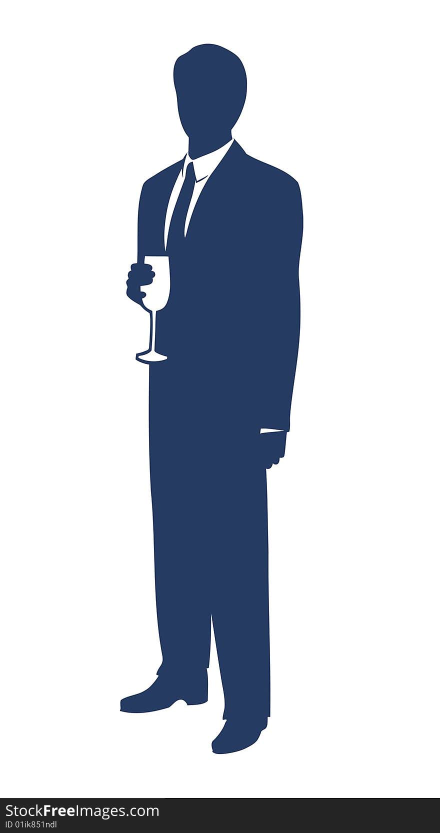 Illustrated silhouette of a businessman holding a glass. Illustrated silhouette of a businessman holding a glass