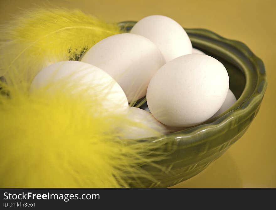 Close up of a bowl of eggs