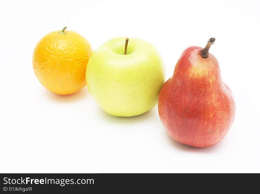 Fresh fruit isolated on white