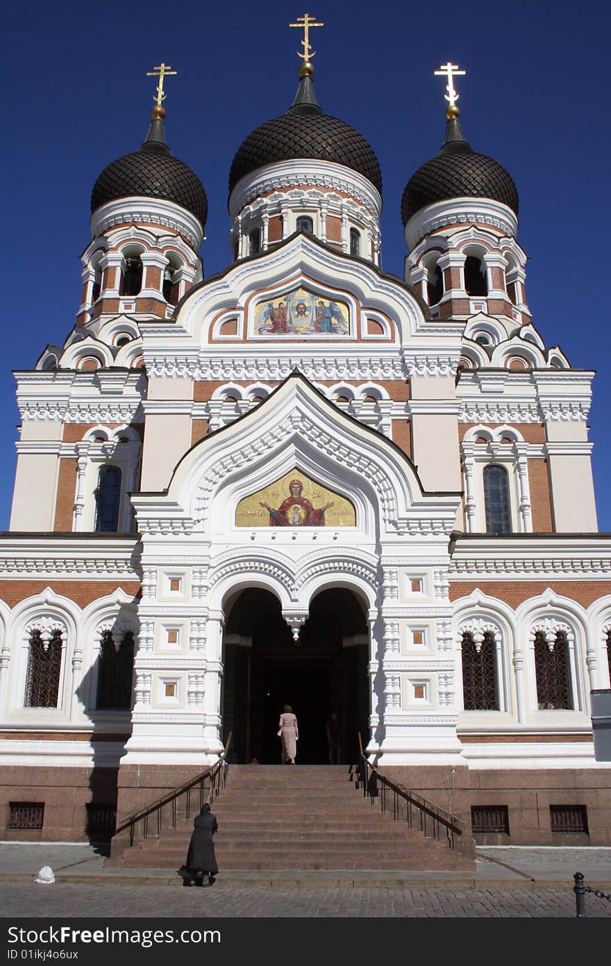 Facade and stairway of the Orthodox church in the Upper City of Tallinn, Estonia. Facade and stairway of the Orthodox church in the Upper City of Tallinn, Estonia