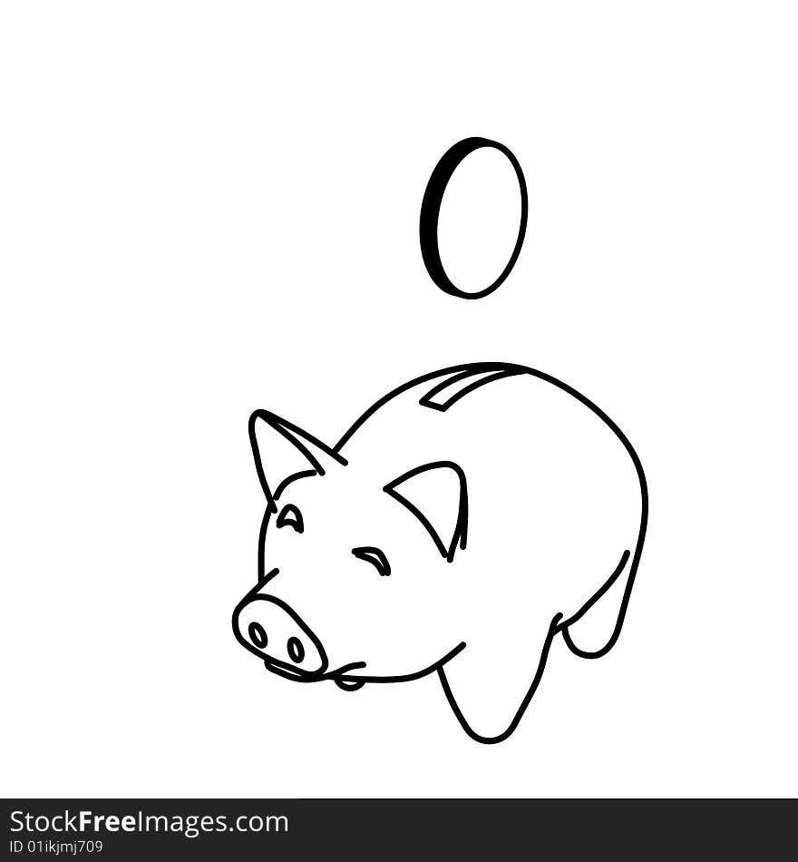 Vector Illustration of moneybox in white background.