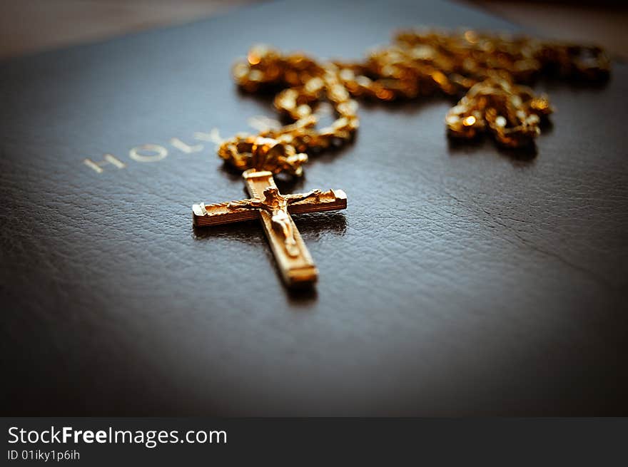 Holy Bible with cross