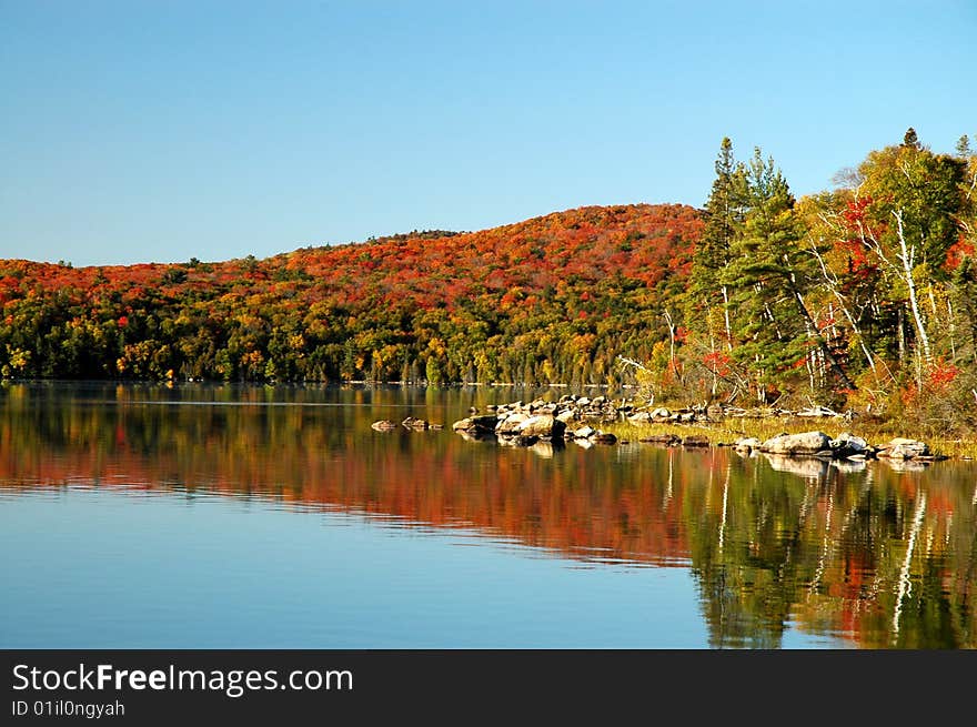 Autumn reflection on Flack Lake