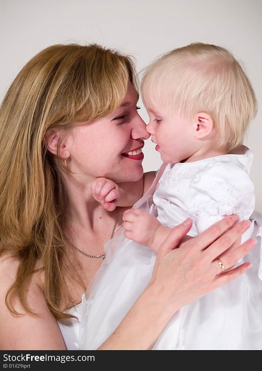 Woman looks at child