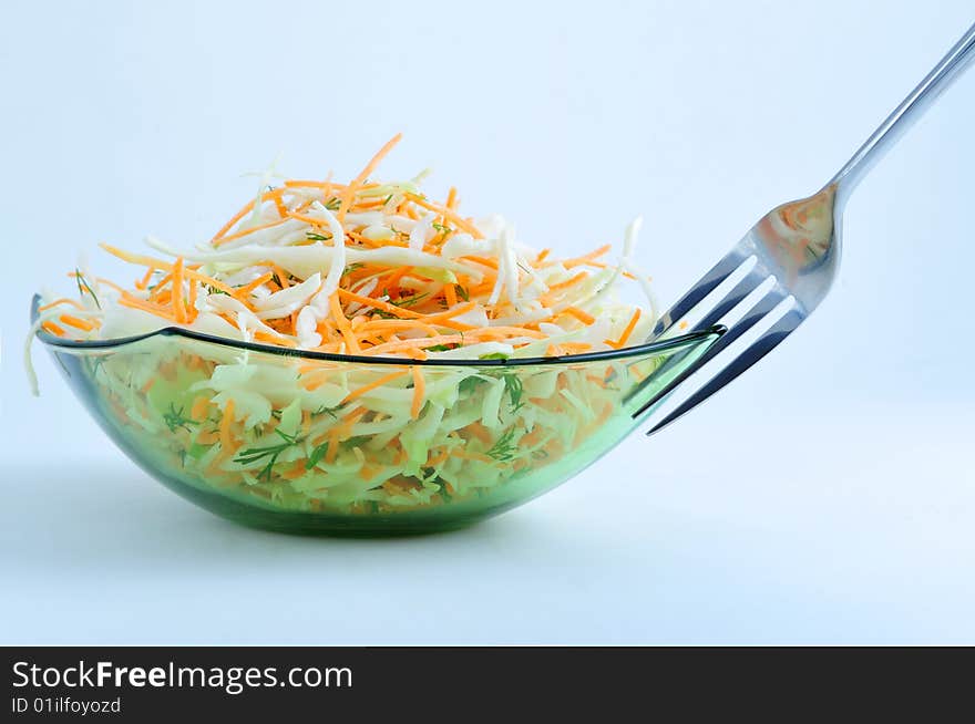 Carrot and celery salad in bowl. close up