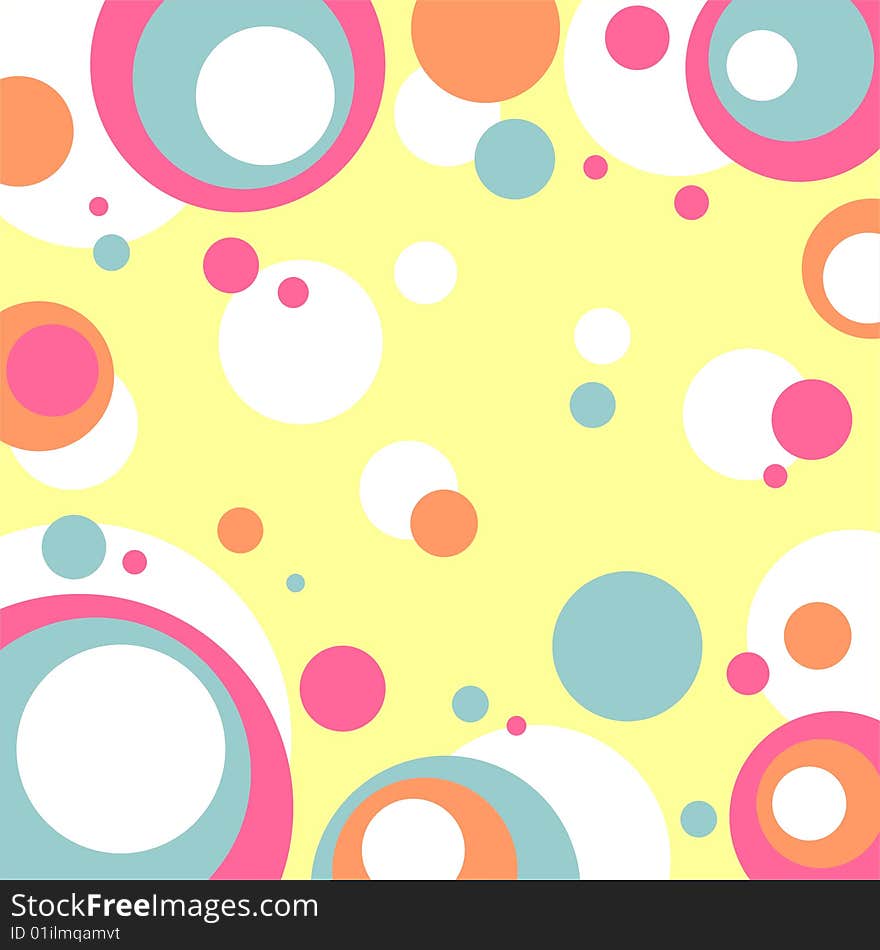 Abstract dots and circles on a yellow background. Abstract dots and circles on a yellow background.