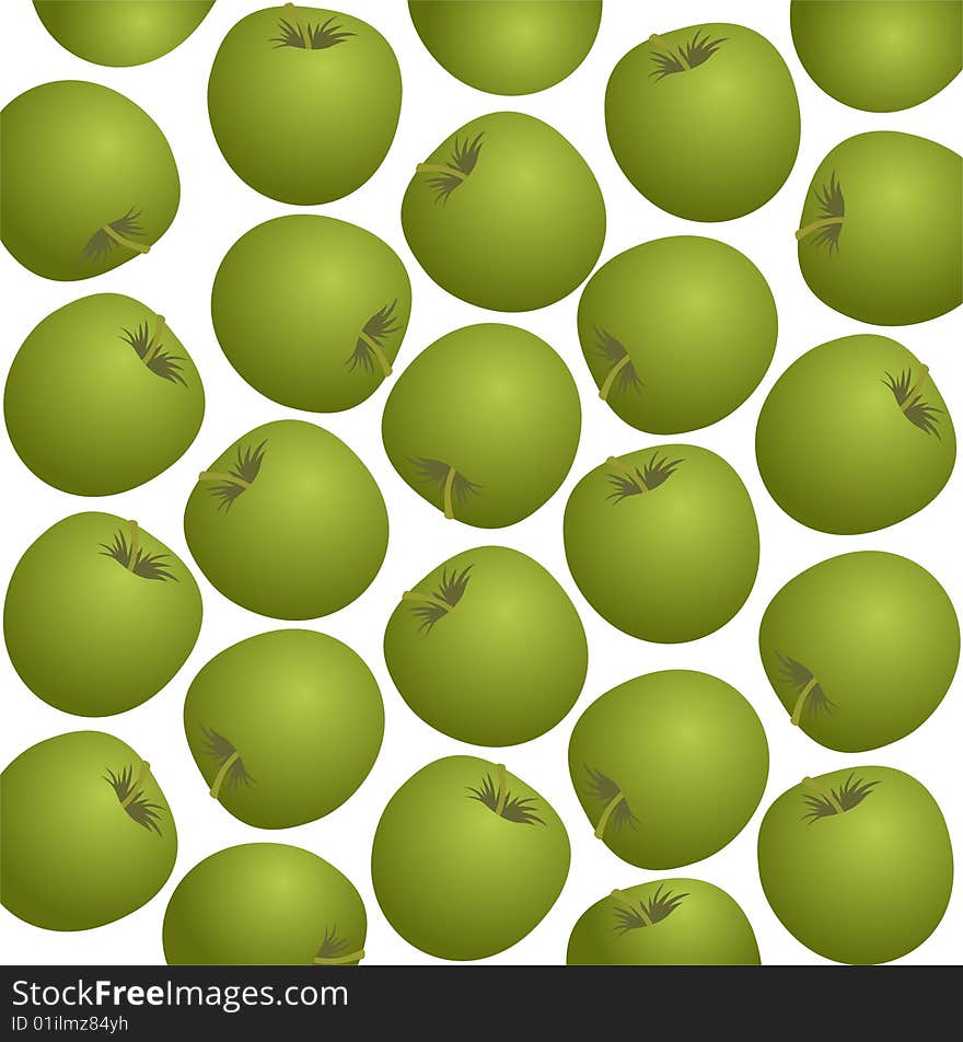 Cartoon green apples pattern on a white background. Cartoon green apples pattern on a white background.