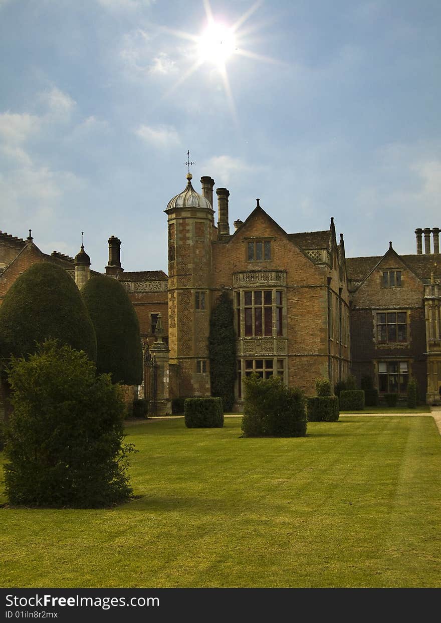 Charlecote Hall in the vivid sunshine